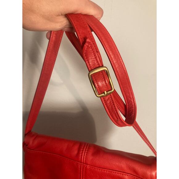 Vintage Red Leather SAS Made in USA Bag Crossbody Clutch Convertible - Picture 6 of 13